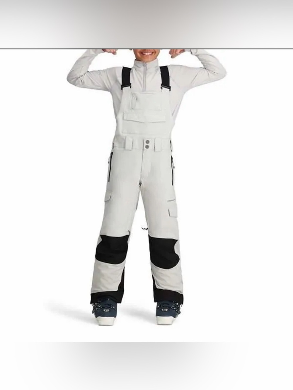 Obermeyer Boys' Carver Snow Bibs, Moonstone Gray NWT - retail $179